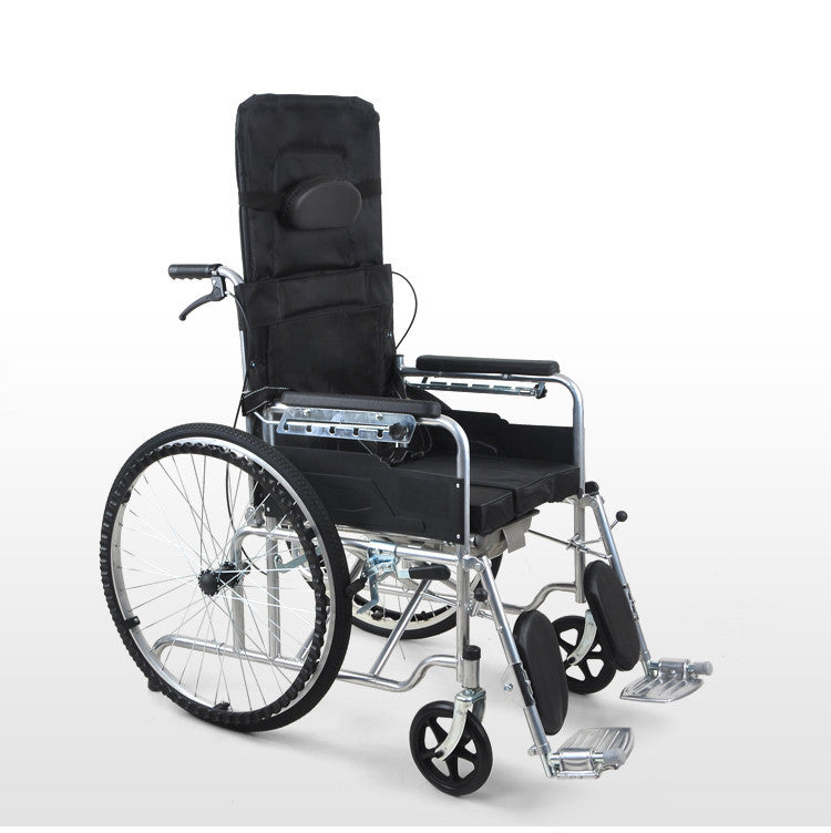 Portable Dual-brake Full-recline Wheelchairs for Seniors