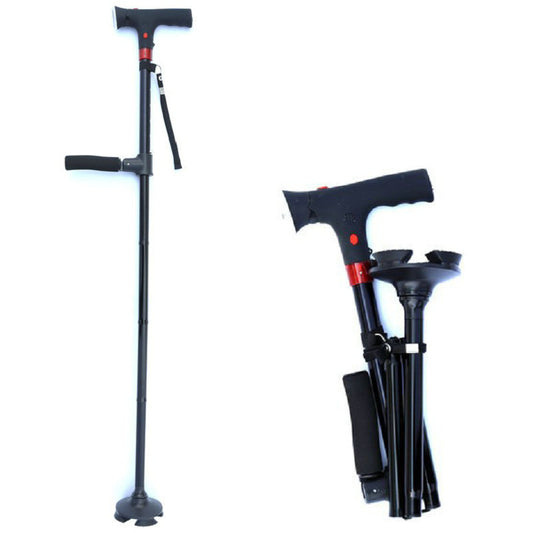 Adjustable Dual-handle Elderly Walking Canes with Alarm and Light