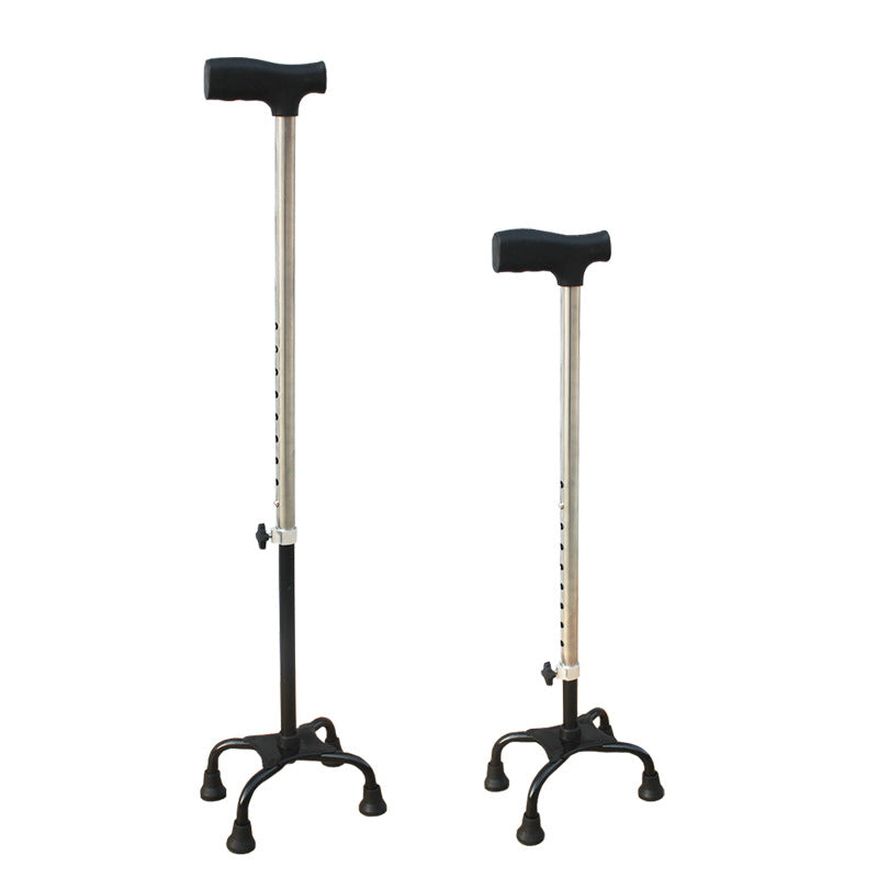 Sturdy Stainless Steel Quad Cane for Seniors' Walking