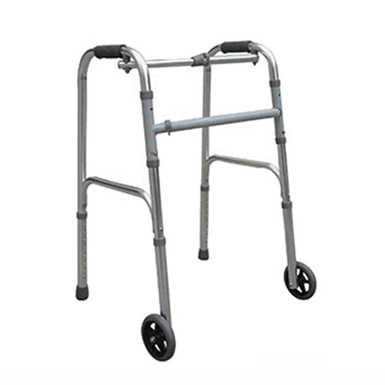 Sturdy Stainless Steel Dual-Wheel Walker for Disabled Mobility Aids 