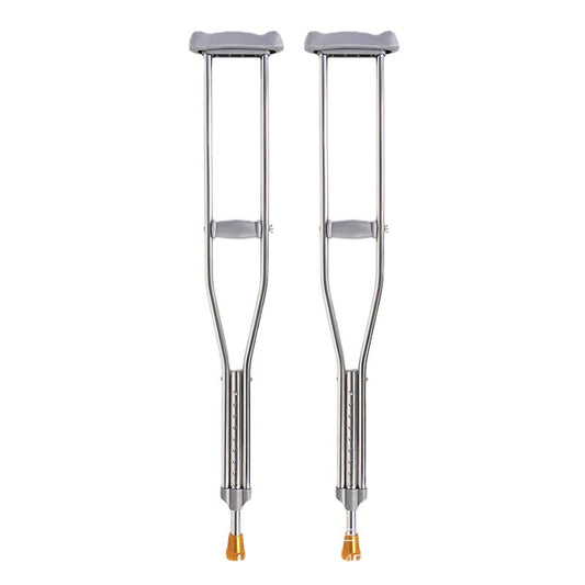 Sturdy & Thickened Stainless Steel Underarm Crutches for Seniors' Walking Aid