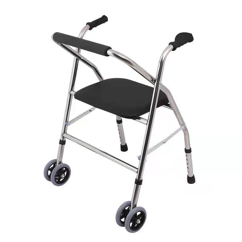 Sturdy Folding Walker for Elderly with Wheels and Seat 