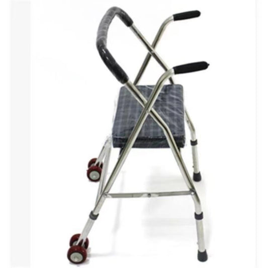 Sturdy Folding Walker with Wheels and Seat for Mobility Aid