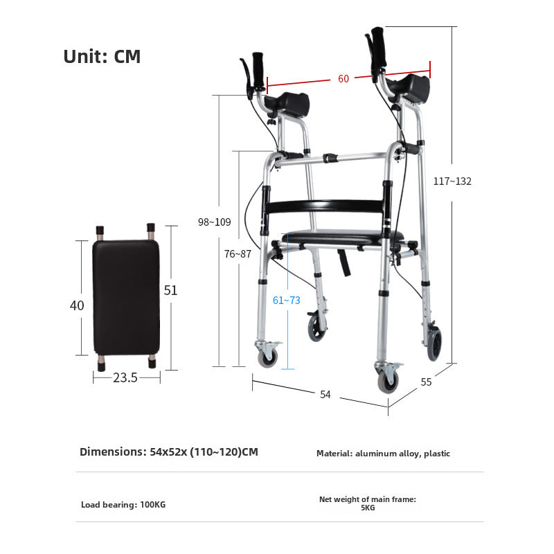 Lightweight Aluminium Wheelchair with Armrests for Disabled YC8230JC+YC8208P