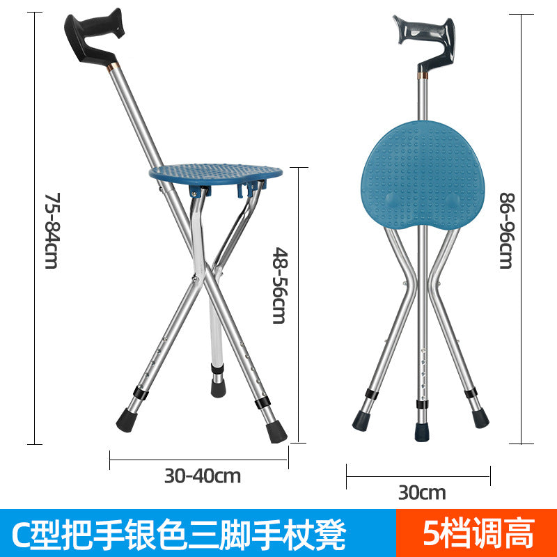 Adjustable Aluminum Walking Canes for Seniors C型把手银色（可以调高）