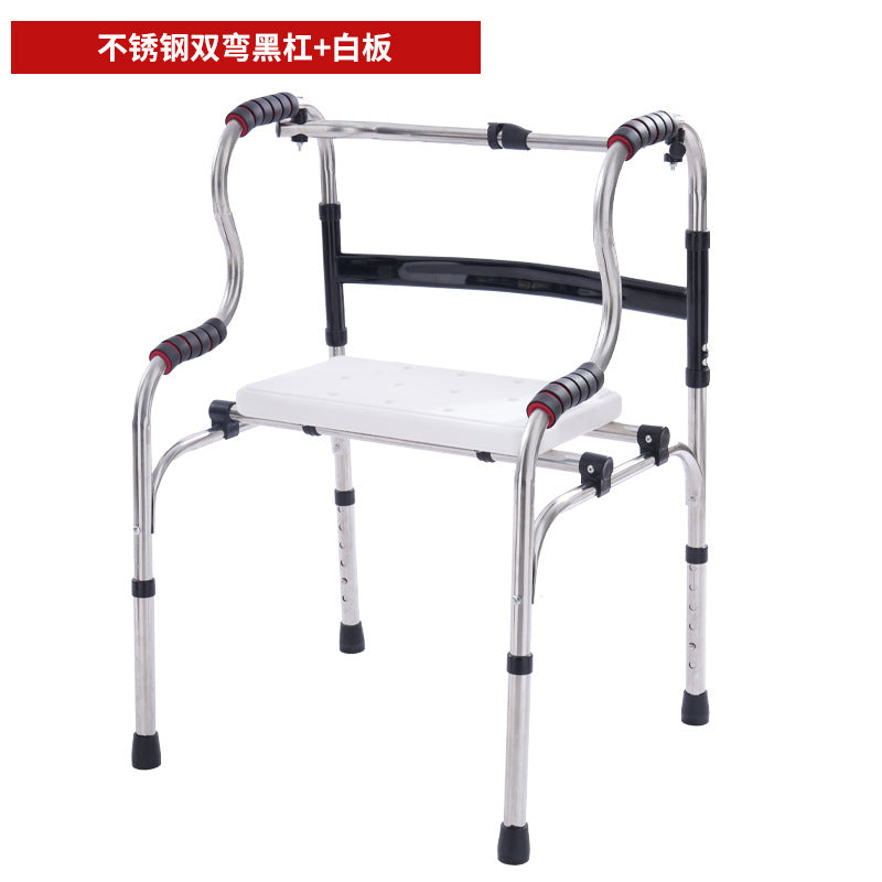 Sturdy, Portable, Adjustable Disabled Mobility Aids for Elderly 不锈钢双弯黑杠+白板