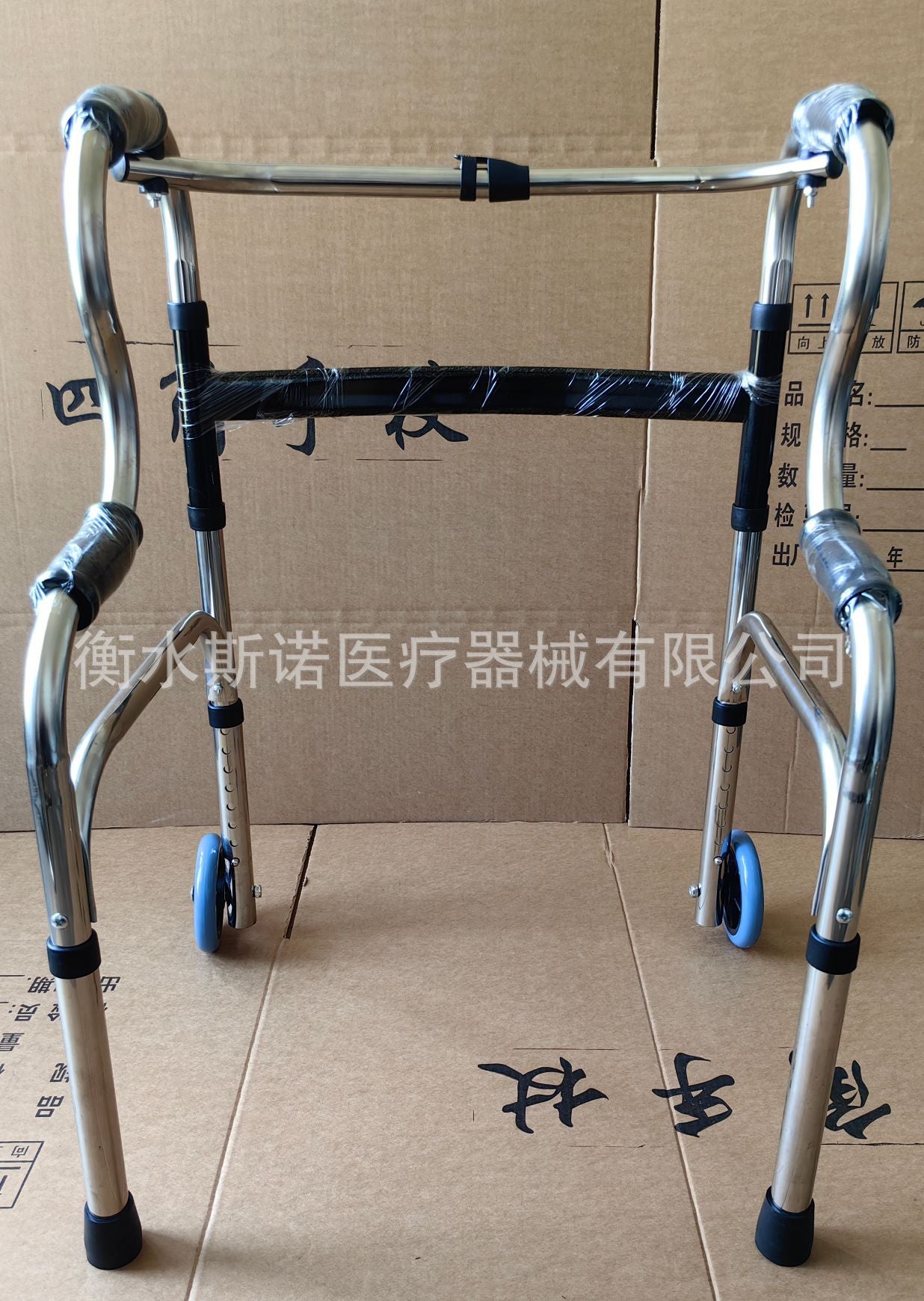 Sturdy Stainless Steel Mobility Aid for Disabled 25管双弯加灰色单轮