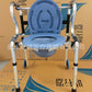 Foldable Aluminum Commode Chair for Elderly 铝双加轮加灰色2层座便板