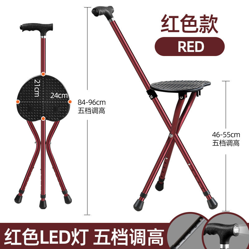 Adjustable Aluminum Walking Canes for Seniors 带灯T型把手红色（可以调高）