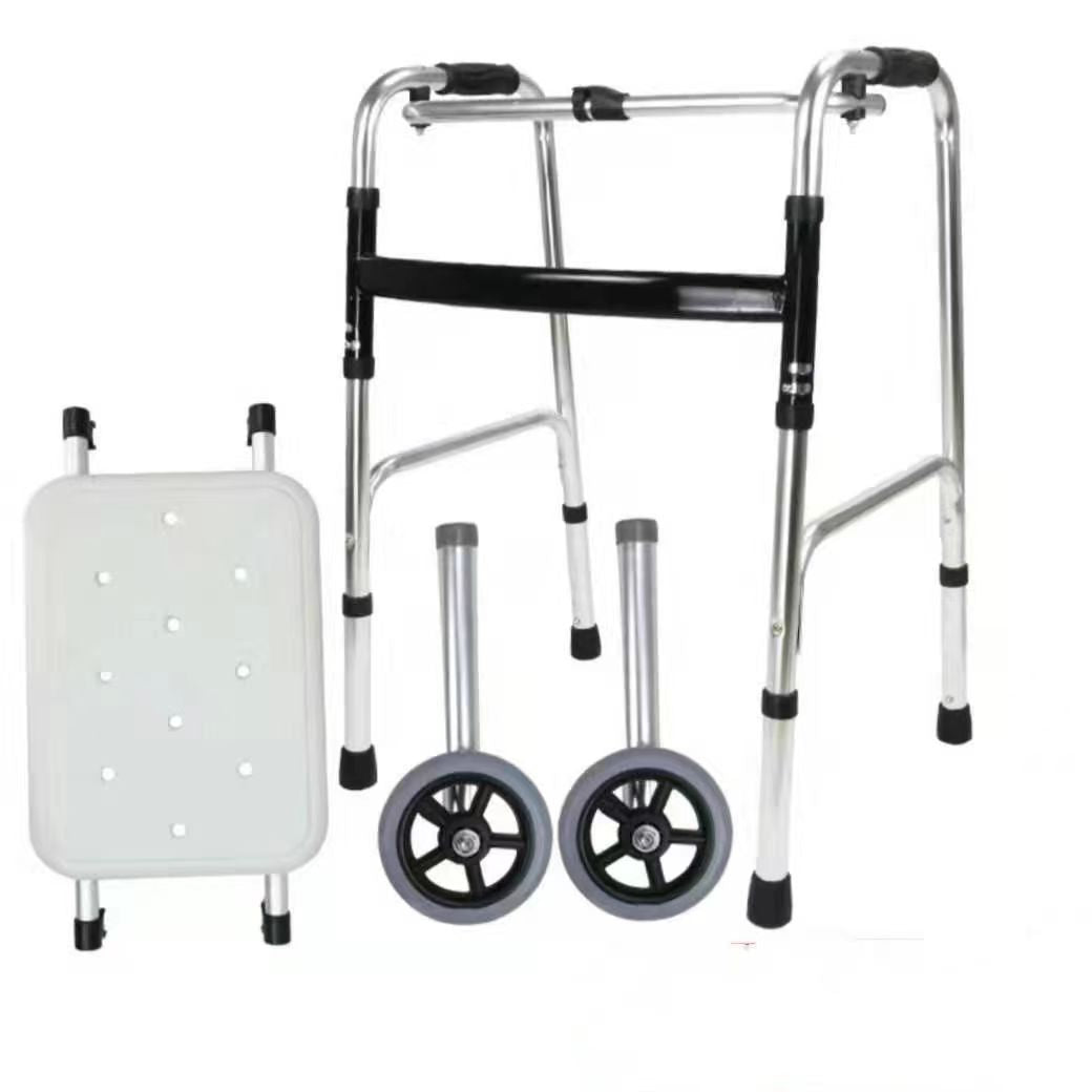 Lightweight Folding Walker for Elderly 铝合金单弯配浴板带轮子