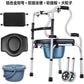 Adjustable Folding Stainless Walker for Elderly 不锈钢双弯带软坐便板带软座带轮子