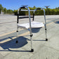 Foldable Portable Commode Chair for Elderly and Disabled 铝单弯基础款加圆形坐浴板加便盆