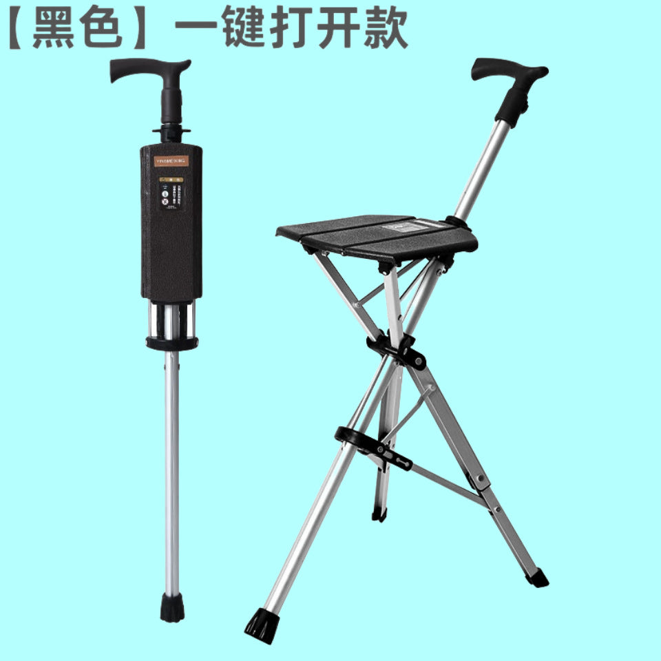 Portable Anti-slip Dual-purpose Walking Canes for Seniors 黑色