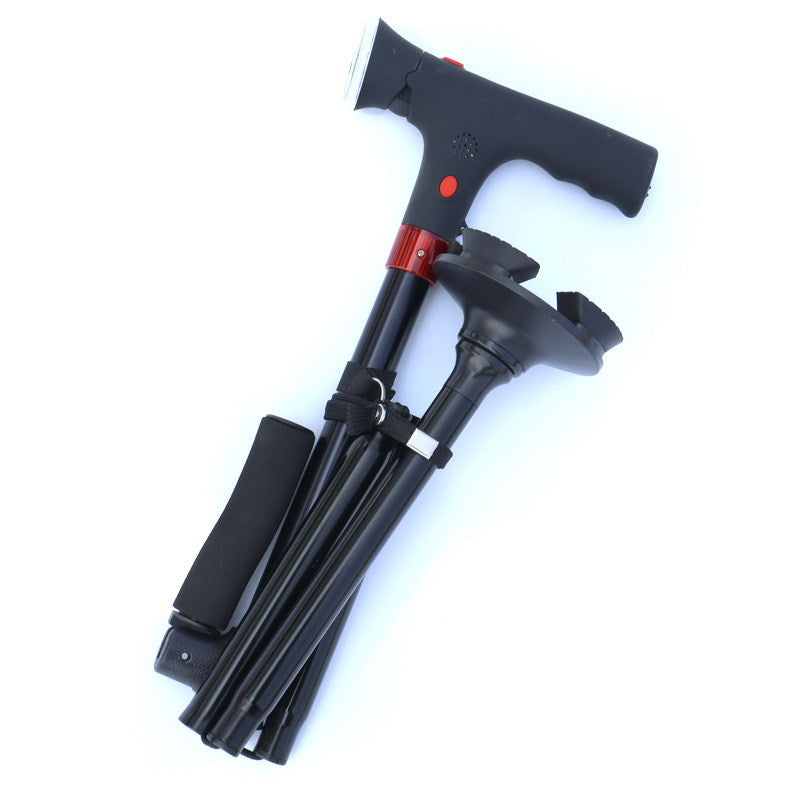 Adjustable Dual-handle Elderly Walking Canes with Alarm and Light