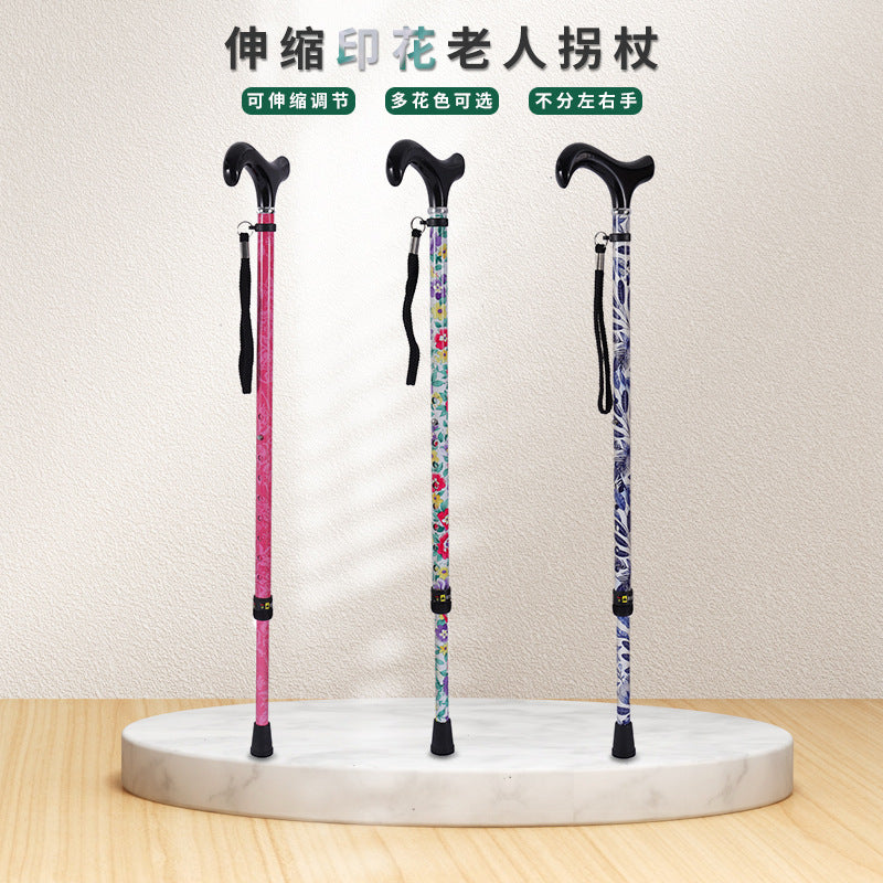 Adjustable Printed Anti-slip Hiking Walking Canes for Seniors 三色可选