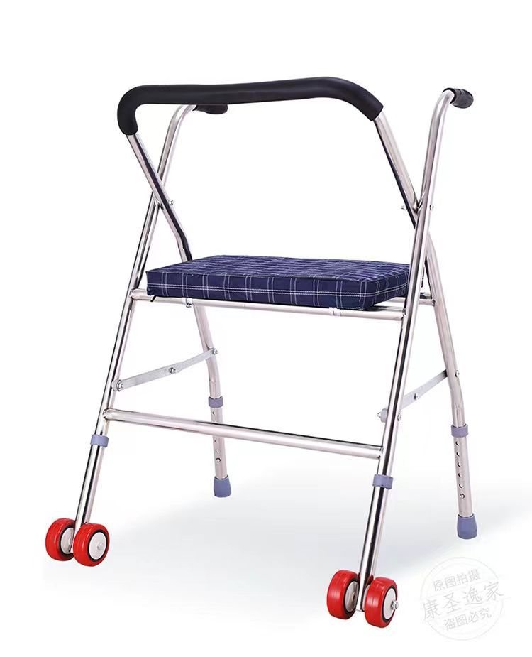 Sturdy Folding Walker with Wheels and Seat for Mobility Aid 631023573