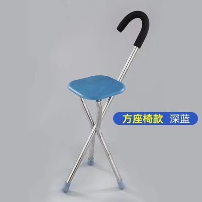 Adjustable Folding Walking Canes for Seniors 弯把蓝色款