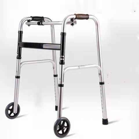 Sturdy Stainless Folding Walker for Elderly 加厚铝合金单弯灰轮 1