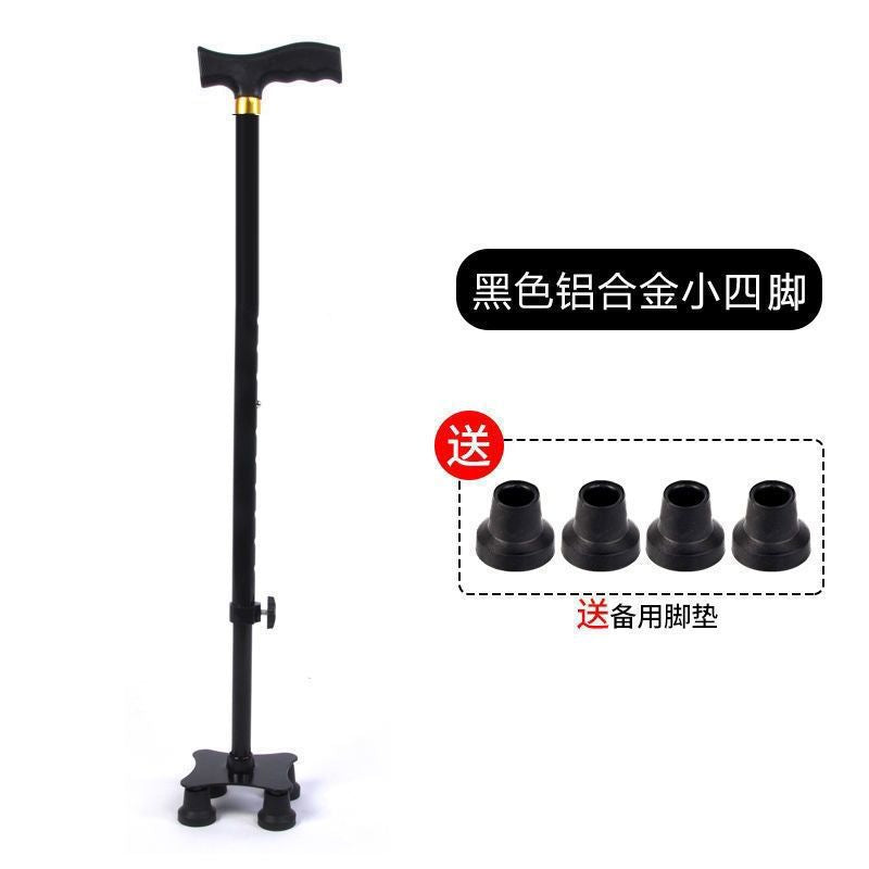 Lightweight, Foldable, Anti-slip Walking Canes for Seniors #####黑色铝合金小四脚胶套#####