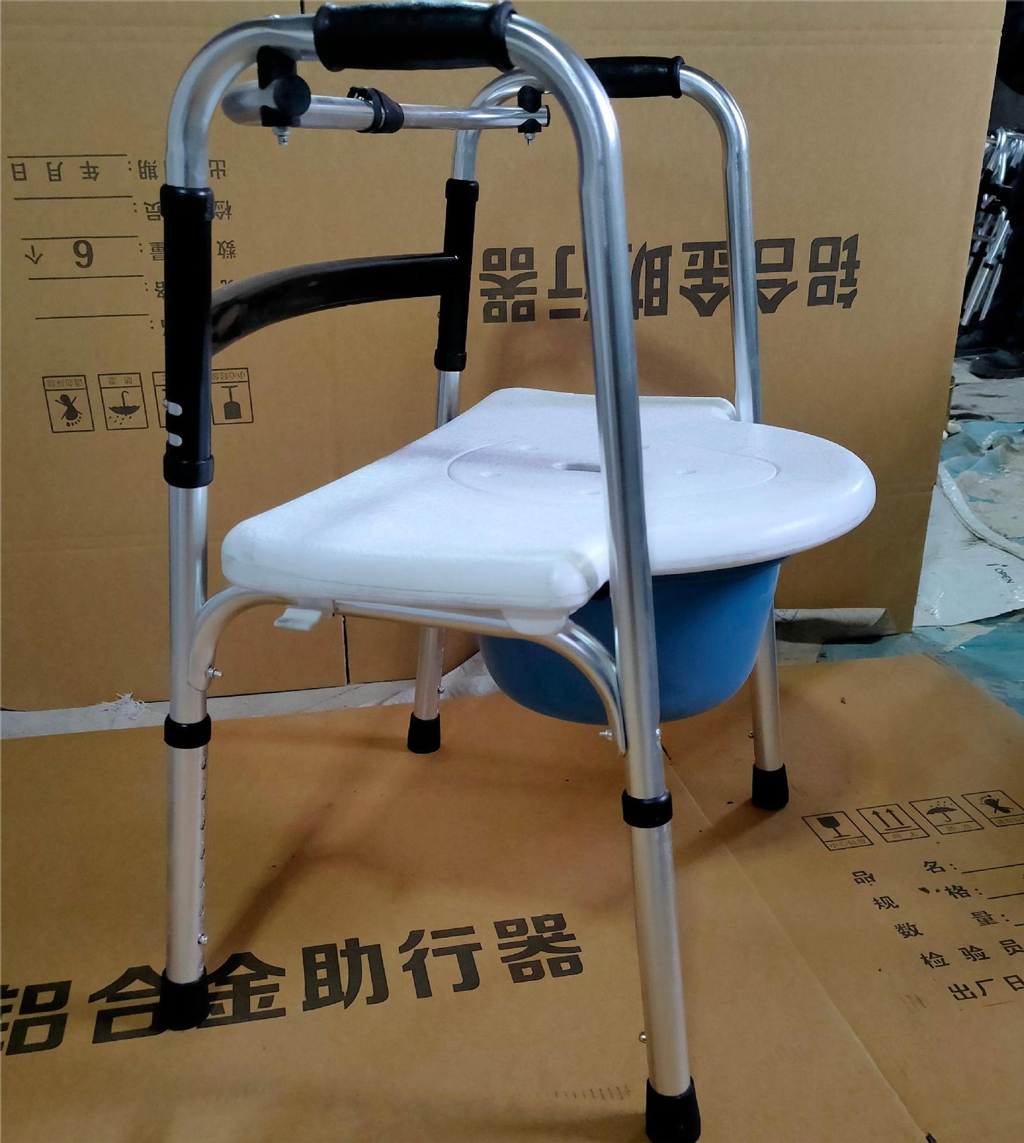 Portable, Adjustable, Multifunctional Disabled Mobility Aids 带坐便款 亮银色1.2款