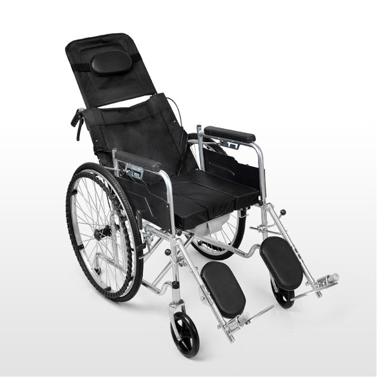 Portable Dual-brake Full-recline Wheelchairs for Seniors