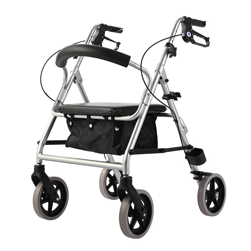 Lightweight Foldable Four-wheel Walker with Seat for Elderly Shopping LR053