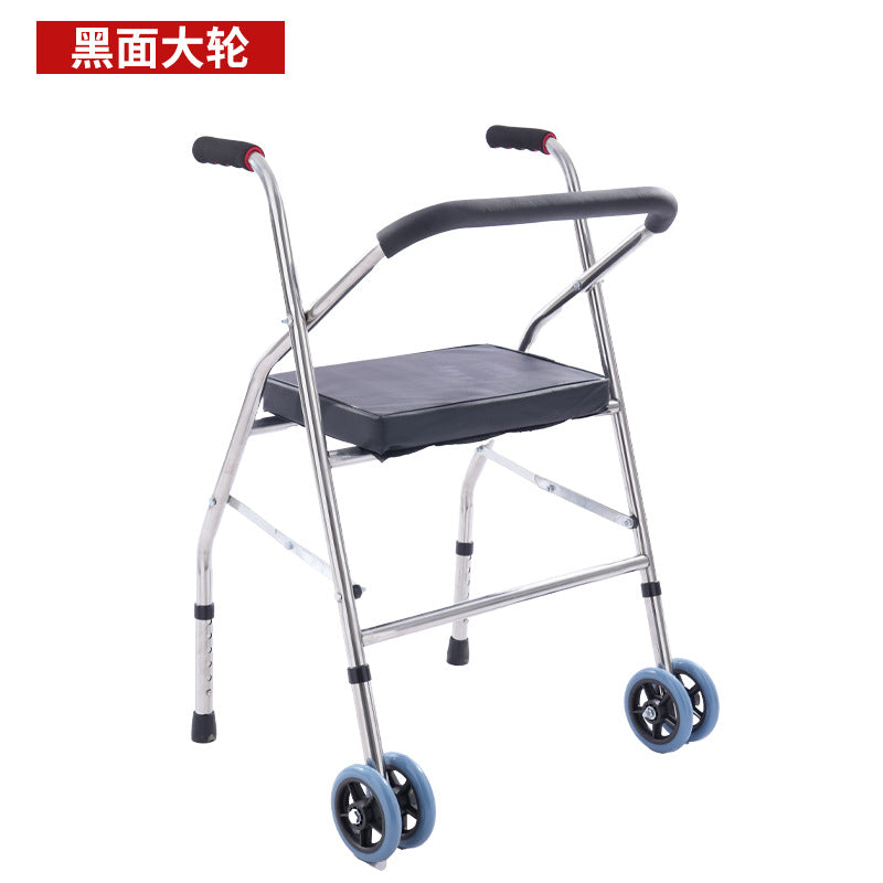 Sturdy Portable Folding Walker for Elderly 黑面大轮