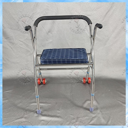 Sturdy Stainless Folding Walker for Elderly 方格布座面