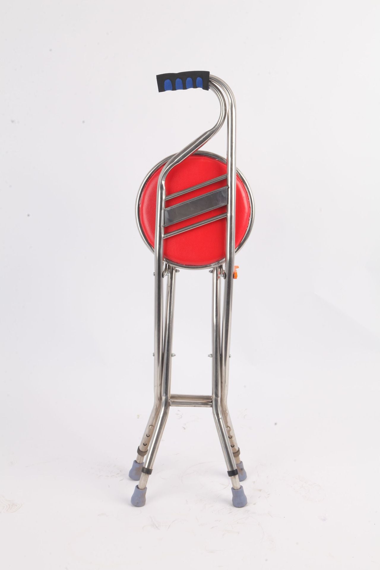 Sturdy, Portable, Foldable Walking Canes for Seniors F型红色可调高低