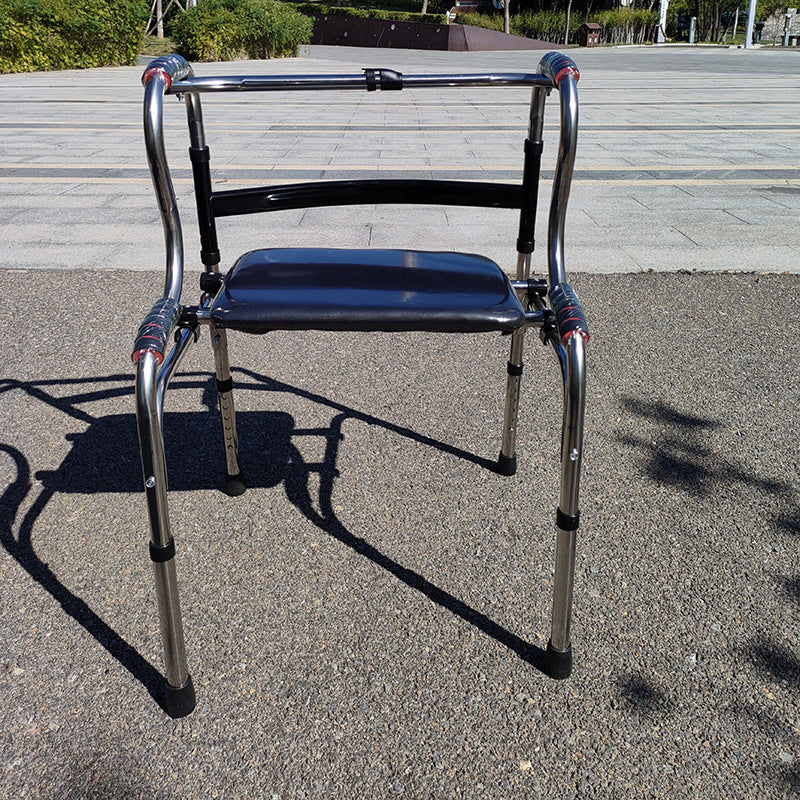 Foldable Portable Commode Chair for Elderly and Disabled 不锈钢双弯基础款皮革侧翻板