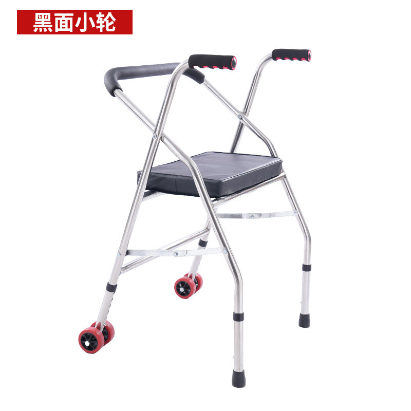 Sturdy Portable Folding Walker for Elderly 黑面小轮