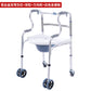 Sturdy Portable Disabled Mobility Aids 铝合金双弯灰杠+双轮+万向轮+白色坐便板