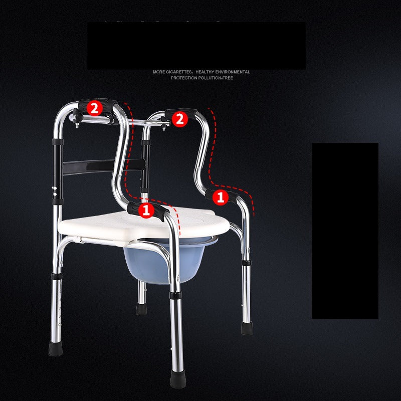 Foldable Aluminum Commode Chair for Elderly 铝双加白色座便板