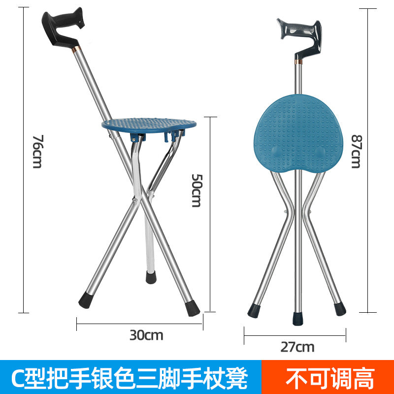 Adjustable Aluminum Walking Canes for Seniors C型把手银色（不可调高）