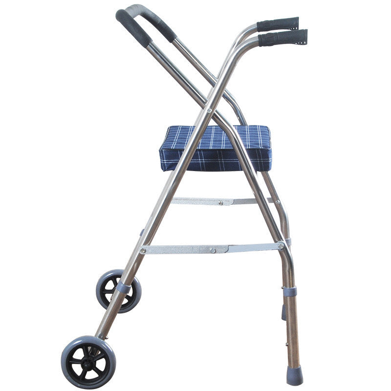 Adjustable Stainless Steel Mobility Aid for Disabled 灰色大轮助行器