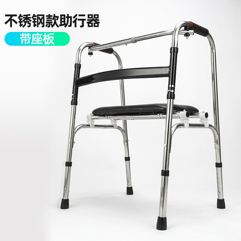 Portable Foldable Folding Walker for Elderly 不锈钢单弯+软座