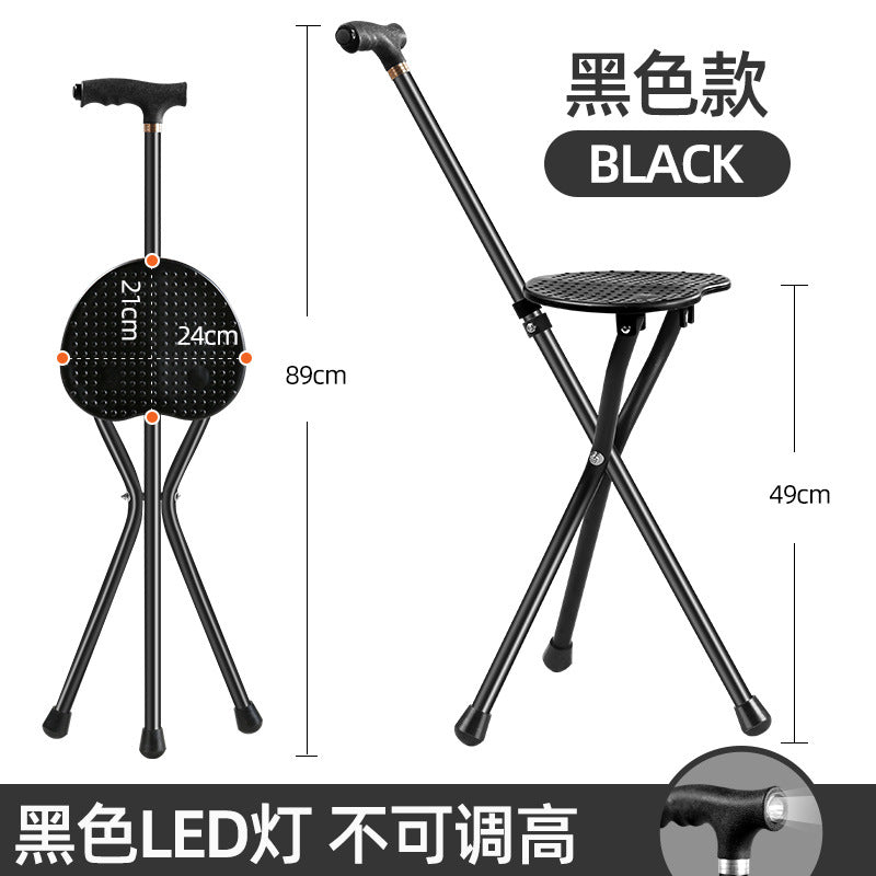 Adjustable Aluminum Walking Canes for Seniors 带灯T型把手黑色（不可调高）