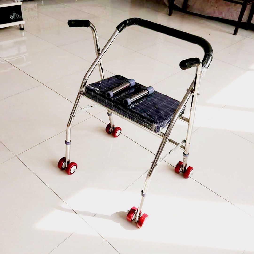 Foldable Stainless Steel Mobility Aids for Disabled and Elderly 经济实用加厚四轮款(送腿管)