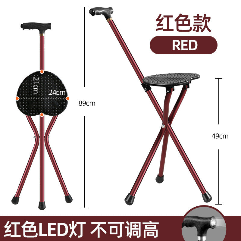 Adjustable Aluminum Walking Canes for Seniors 带灯T型把手红色（不可调高）