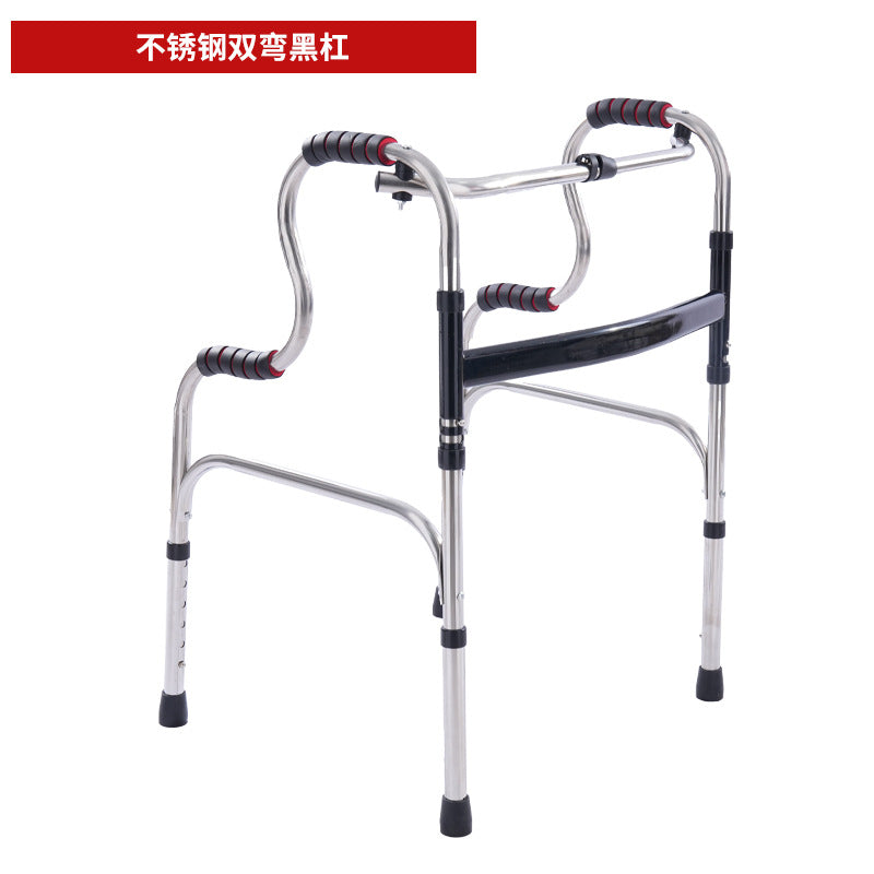 Sturdy Portable Disabled Mobility Aids 不锈钢双弯黑杠